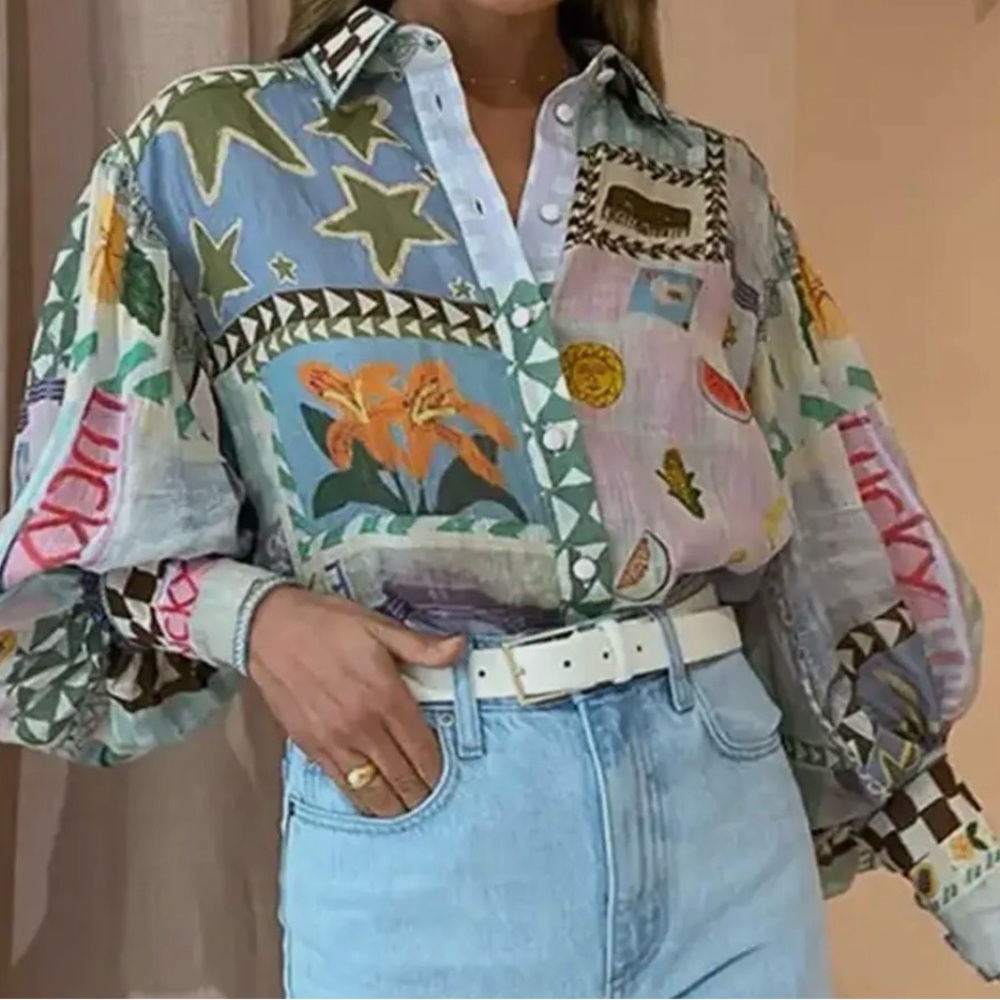 Doublju Multicolor Patchwork Blouse - image 2